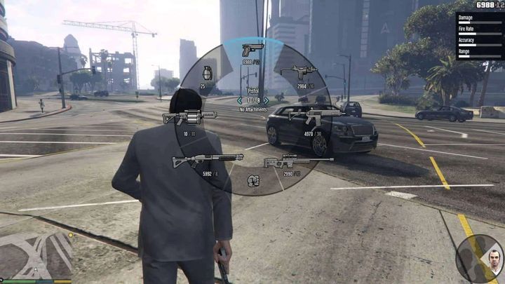 Screenshot of GTA V weapon wheel